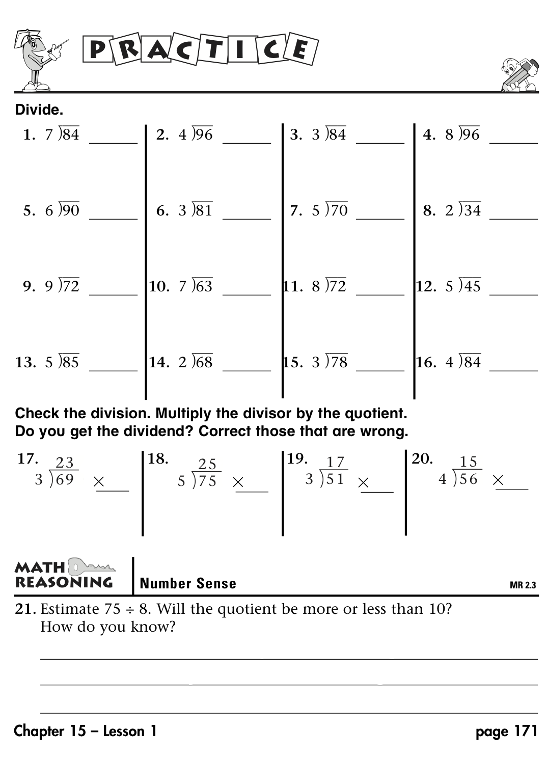 Divisoon Instructional Worksheet